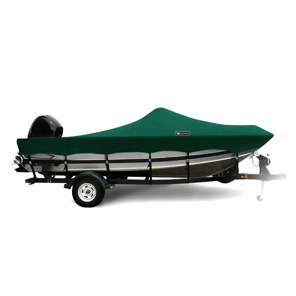 Eevelle Boat Cover ALUMINUM FISHING Walk Thru Windshield Inboard Fits 14ft 6in L up to 100in W Green SBAVWT14100-FGR